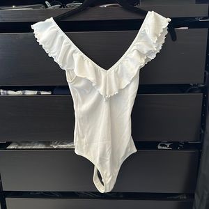 White Ruffled Body Suit